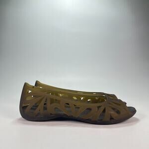 Crocs Adrina III Brown Lightweight Comfort Peep Toe Flat Sandals Women's Size 9